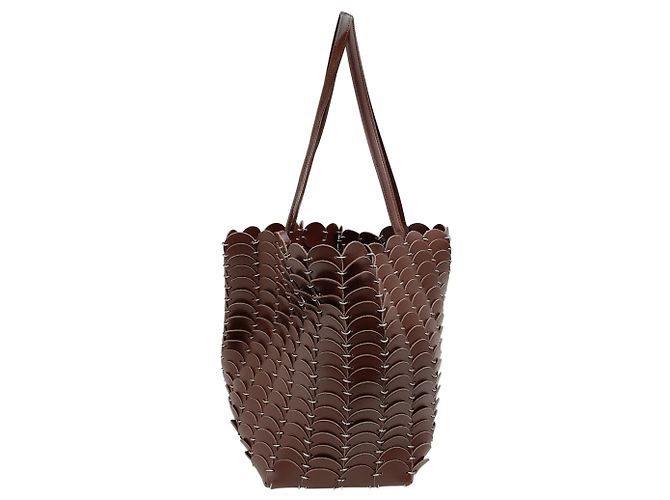 Borsa tote in pelle marrone con catena Paco Rabanne - vista 2
