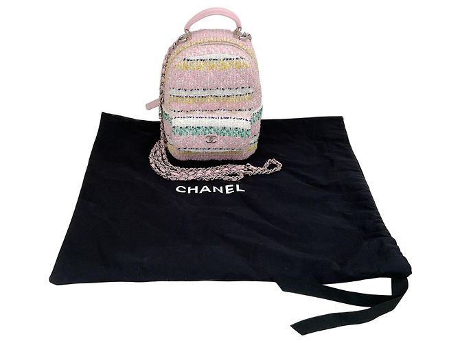 Chanel 2024 Mini Zaino in Tweed Rosa - vista 11