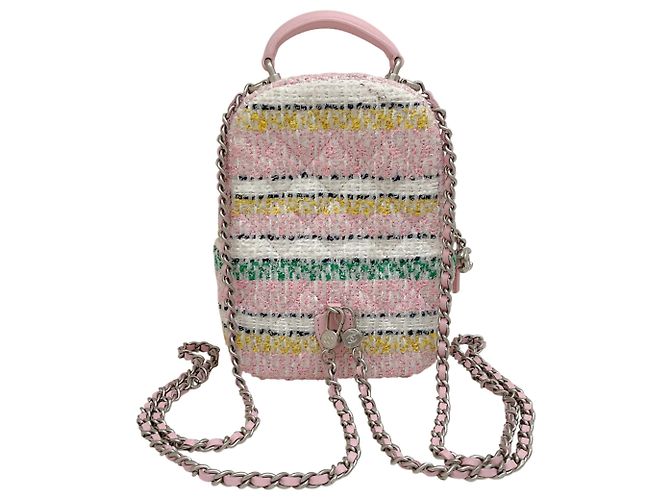 Chanel 2024 Mini Zaino in Tweed Rosa - vista 3
