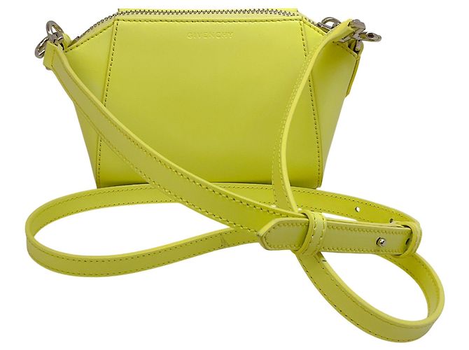 Borsa a tracolla Antigona Nano in pelle gialla acida di Givenchy Giallo - vista 3