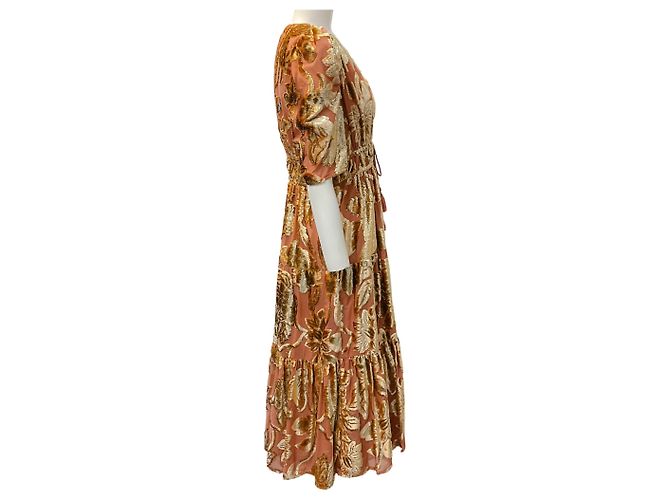 Loretta Midi Kleid aus Samt Devoré von Ulla Johnson Golden - Ansicht 2