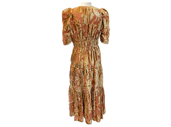Loretta Midi Kleid aus Samt Devoré von Ulla Johnson Golden - Ansicht 3