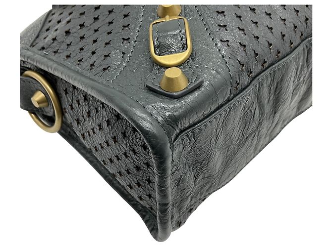 Borsa Mini City in pelle perforata grigia Balenciaga - vista 5