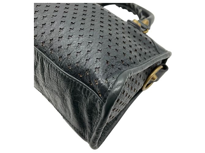Borsa Mini City in pelle perforata grigia Balenciaga - vista 6
