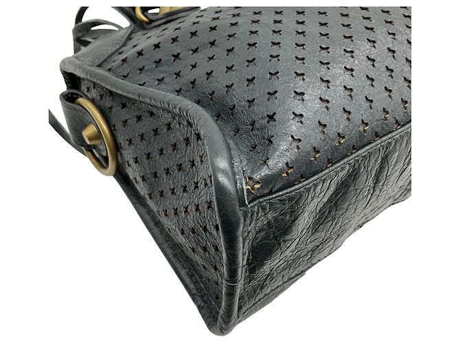 Borsa Mini City in pelle perforata grigia Balenciaga - vista 7
