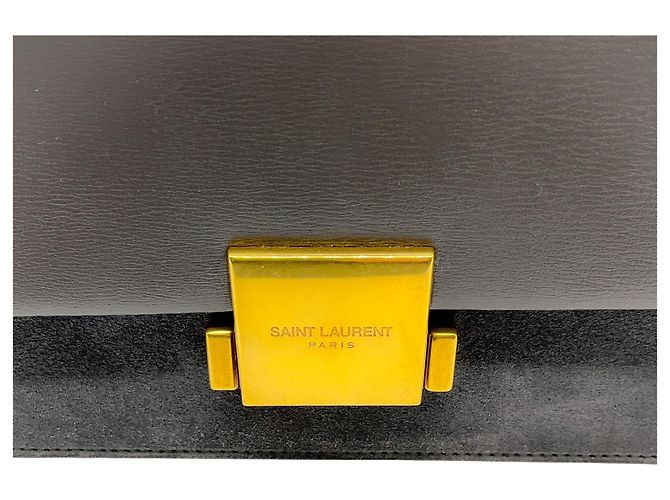 Saint Laurent Graue Leder-/Wildleder-Bellachasse Mittel Schultertasche - Ansicht 4