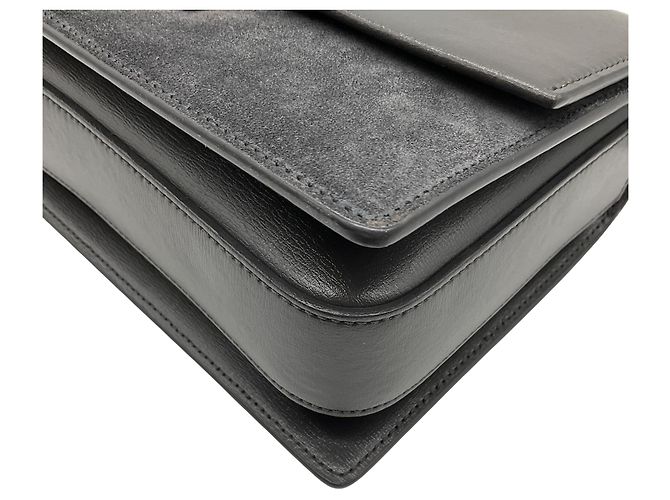 Saint Laurent Graue Leder-/Wildleder-Bellachasse Mittel Schultertasche - Ansicht 5