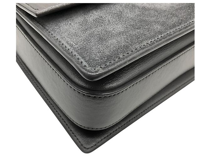 Saint Laurent Graue Leder-/Wildleder-Bellachasse Mittel Schultertasche - Ansicht 6