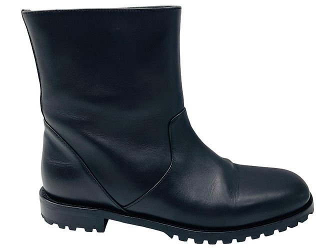 Botas de tornozelo de couro preto Manolo Blahnik - vista 2