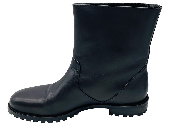 Botas de tornozelo de couro preto Manolo Blahnik - vista 3