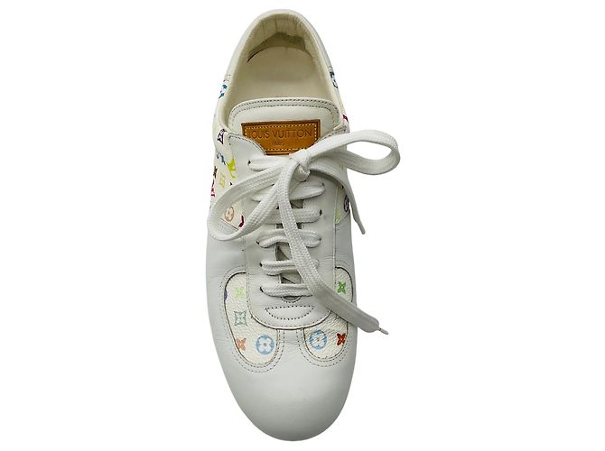 Sneakers in tela e pelle Monogram multi bianco Louis Vuitton x Takashi Murakami - vista 4