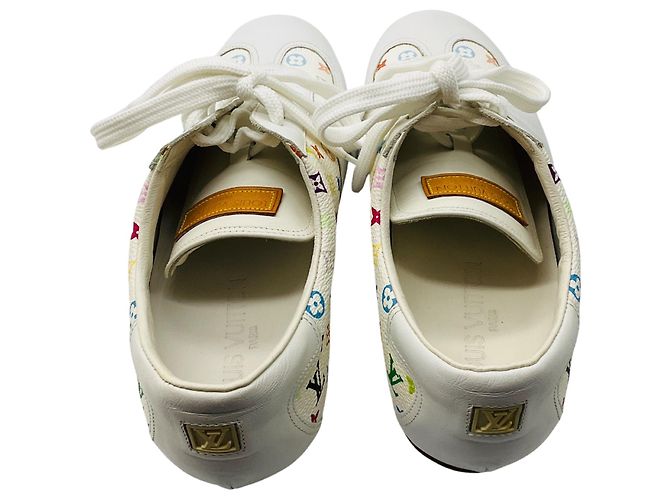 Sneakers in tela e pelle Monogram multi bianco Louis Vuitton x Takashi Murakami - vista 6