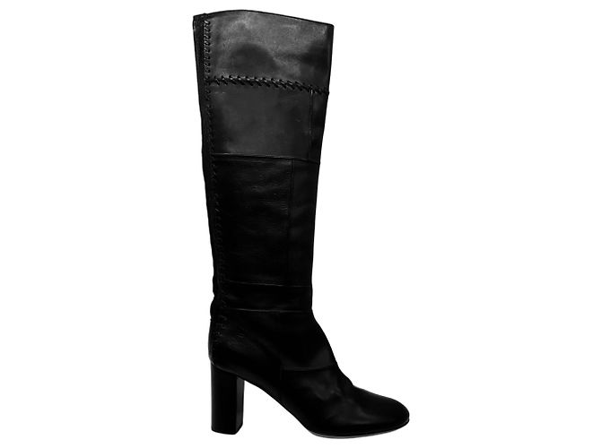 Chloé Botas altas de cuero negro con detalles cosidos Chloe - vista 2