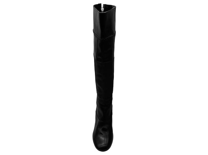 Chloé Botas altas de cuero negro con detalles cosidos Chloe - vista 4