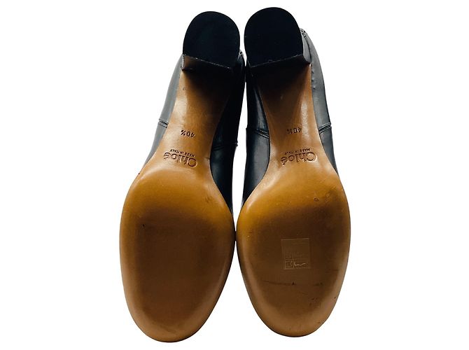Chloé Botas altas de cuero negro con detalles cosidos Chloe - vista 7