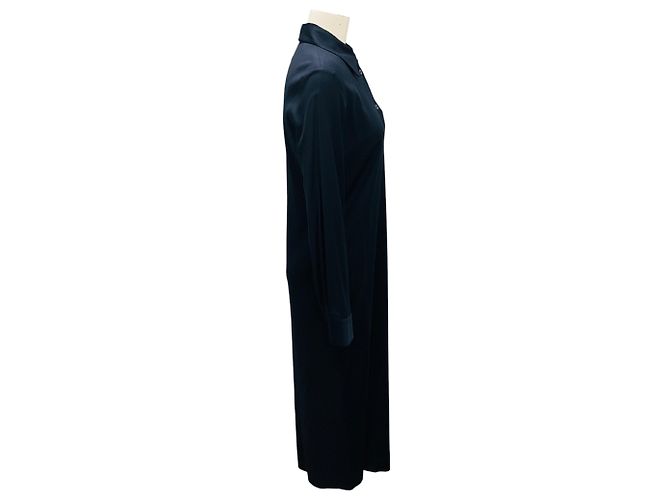 Abito midi con bottoni frontali decorato con perline Monili Peserico in blu navy - vista 2