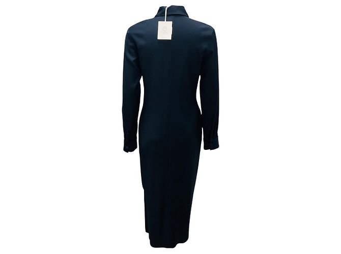 Abito midi con bottoni frontali decorato con perline Monili Peserico in blu navy - vista 3