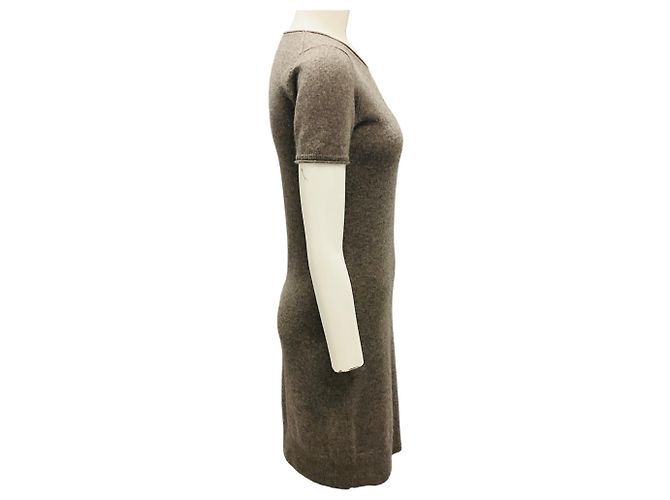 Taupe Kurzarm-Kaschmir-Strickkleid Iris Von Arnim Braun - Ansicht 2