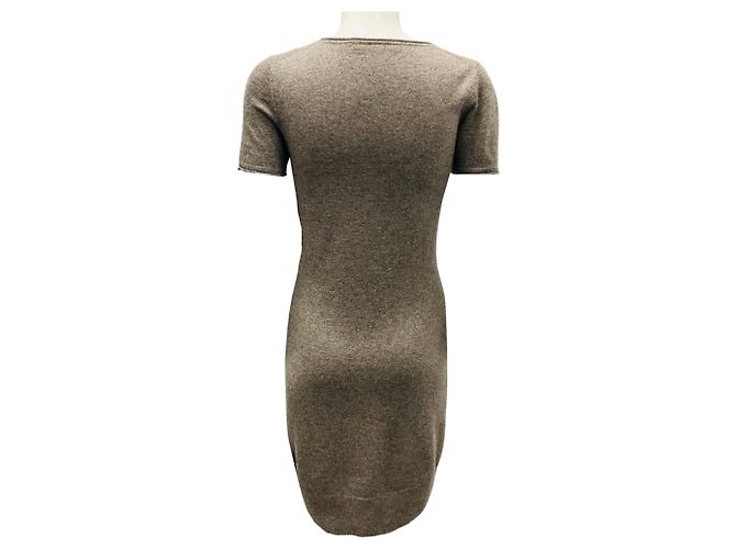 Taupe Kurzarm-Kaschmir-Strickkleid Iris Von Arnim Braun - Ansicht 3