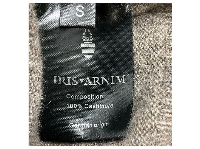 Taupe Kurzarm-Kaschmir-Strickkleid Iris Von Arnim Braun - Ansicht 5
