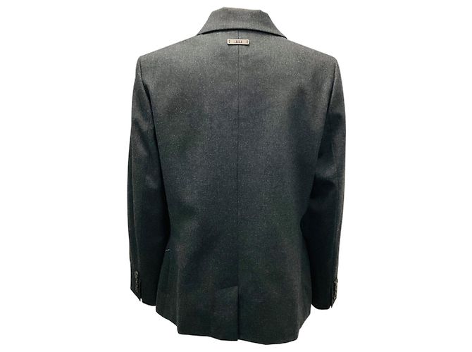 Peserico Charcoal Grey Double Breasted Wool Blazer - view 3