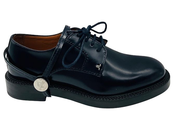 Scarpe Derby in pelle blu navy con cinturini di Lanvin - vista 2