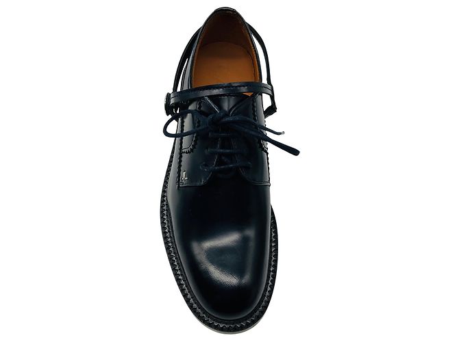 Scarpe Derby in pelle blu navy con cinturini di Lanvin - vista 4