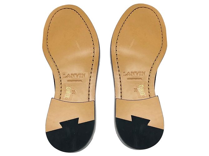 Scarpe Derby in pelle blu navy con cinturini di Lanvin - vista 7