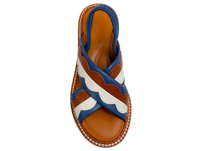 Robert Clergerie Blue / Tan Platform Sandals - view 4
