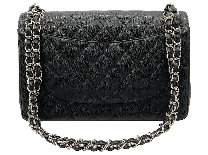 Borsa a spalla a doppio flap in pelle caviar nera Chanel 2013 Nero - vista 3