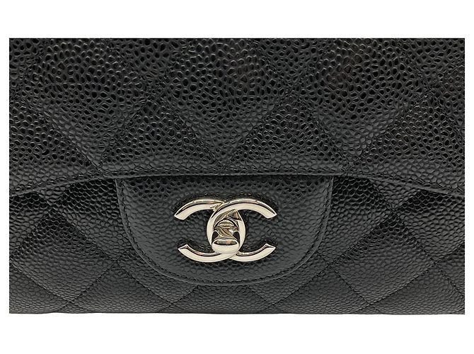 Borsa a spalla a doppio flap in pelle caviar nera Chanel 2013 Nero - vista 4