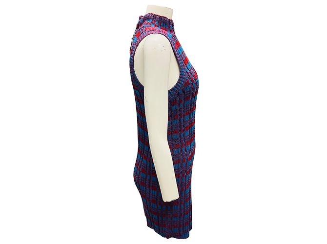 Vestido mini sin mangas de punto de algodón Jil Sander azul / rojo Multicolor - vista 2