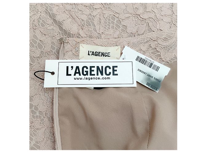 Falda lápiz de encaje nude Doeskin de L'Agence - vista 4