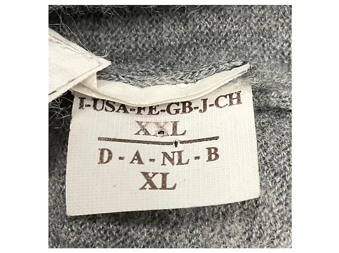 Grauer Cashmere-Pullover mit langem Arm, Stehkragen, Rüschen und Strassverzierungen von Brunello Cucinelli - Ansicht 7