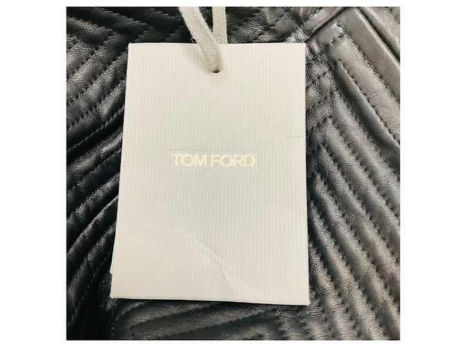 Schwarzes ärmelloses Midi-Kleid aus Lammleder von Tom Ford - Ansicht 6
