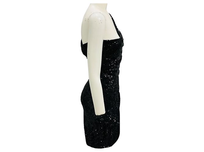 Schwarzes Sila Pailletten-Minikleid mit einem Schulterträger IRO - Ansicht 2