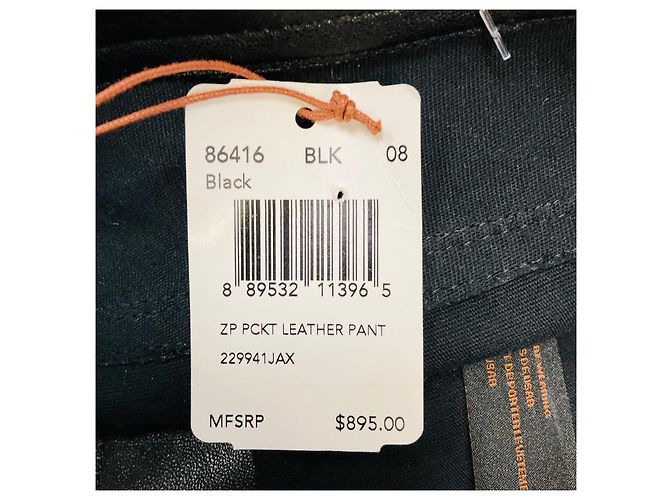 Pantalones de cuero negro con bolsillo con cremallera Coach - vista 5
