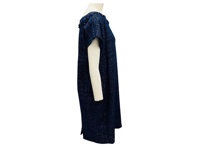 Autre Marque Abito in tweed blu / nero a maniche corte St. John Couture - vista 2