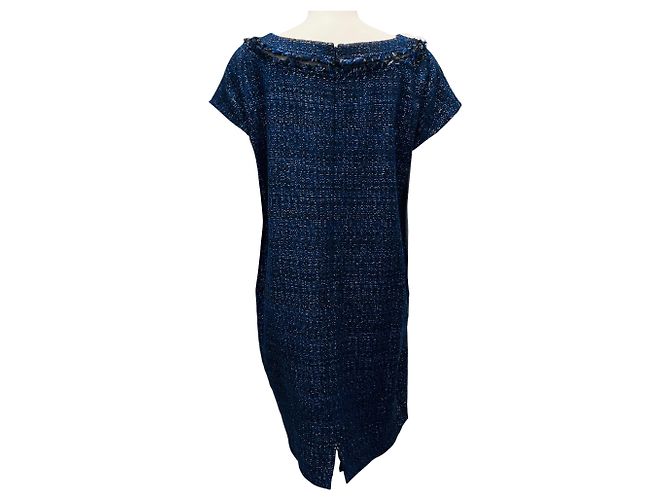 Autre Marque Abito in tweed blu / nero a maniche corte St. John Couture - vista 3