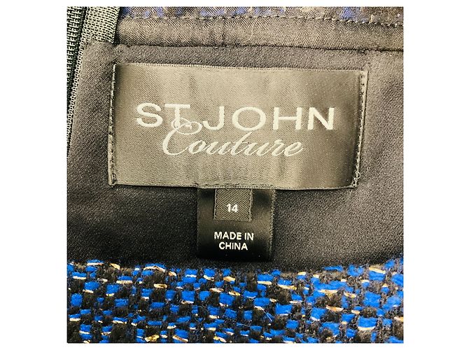 Autre Marque Abito in tweed blu / nero a maniche corte St. John Couture - vista 4