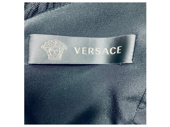 Abito da cocktail mini in rete nera / viola con cristalli Versace Nero - vista 4