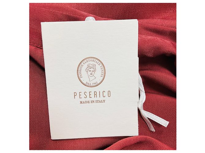 Peserico Abito midi rosso profondo decorato con perline Monili e cintura - vista 5