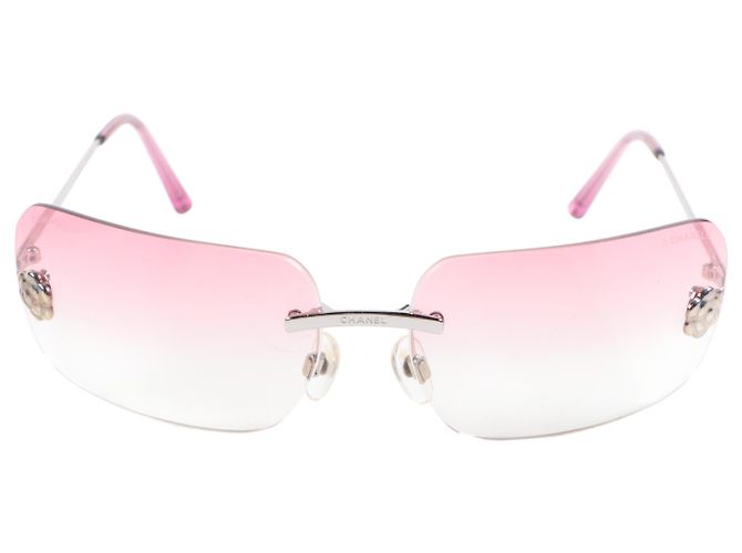 Chanel Silber Rosa Kamelienblume 4085 Sonnenbrille Pink - Ansicht 2