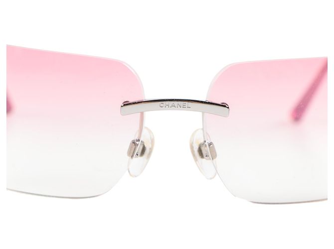 Chanel Silber Rosa Kamelienblume 4085 Sonnenbrille Pink - Ansicht 8