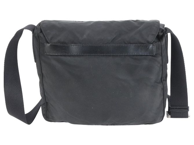 Borsa a tracolla in nylon nero con logo Prada e fibbia - vista 3