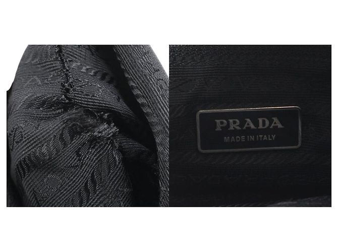 Borsa a tracolla in nylon nero con logo Prada e fibbia - vista 7