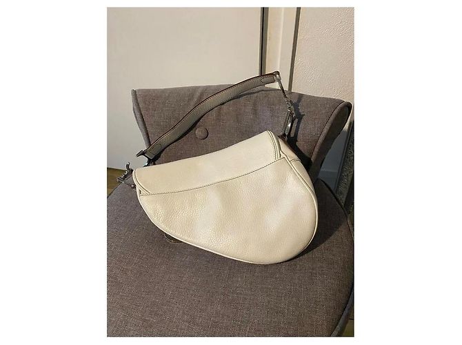 Borsa a Spalla Dior in Pelle Bianca Saddle Bianco - vista 2
