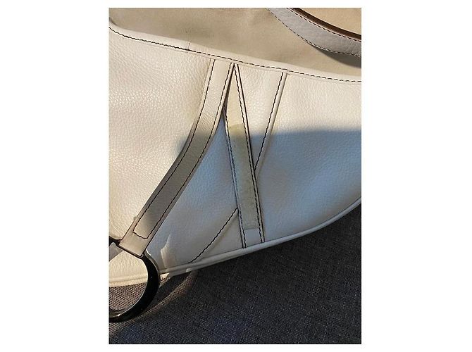 Borsa a Spalla Dior in Pelle Bianca Saddle Bianco - vista 5