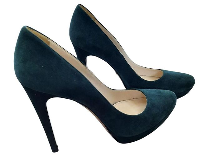 Décolleté Prada in pelle verde 38,5 - vista 2