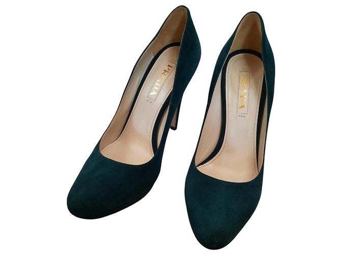 Décolleté Prada in pelle verde 38,5 - vista 5